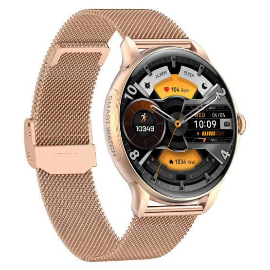 Смарт-годинник Smart Holiday Gold Steel, 2 ремінці розумний годинник UWatch #6884