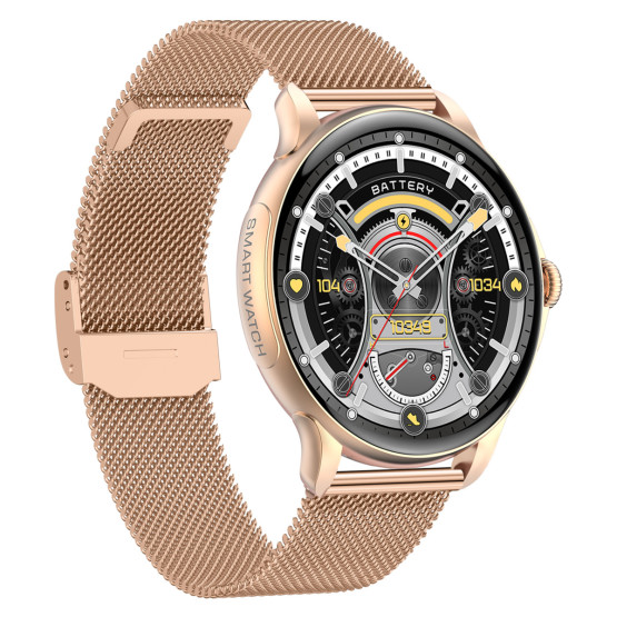 Смарт-годинник Smart Holiday Gold Steel, 2 ремінці розумний годинник UWatch #6891