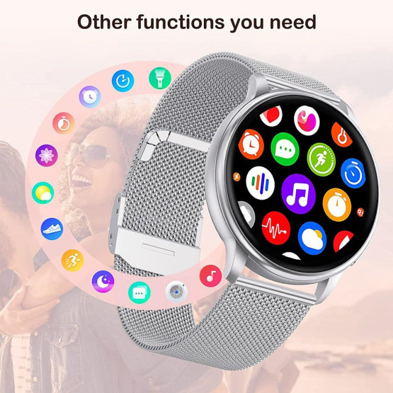 Смарт-годинник Smart Melisia Silver Rubber 2 ремінці розумний годинник UWatch з пульсометром #9903