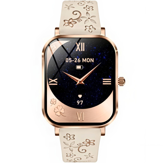 Смарт-годинник UWatch Smart Miami Beige Flower 2 ремінці #13321
