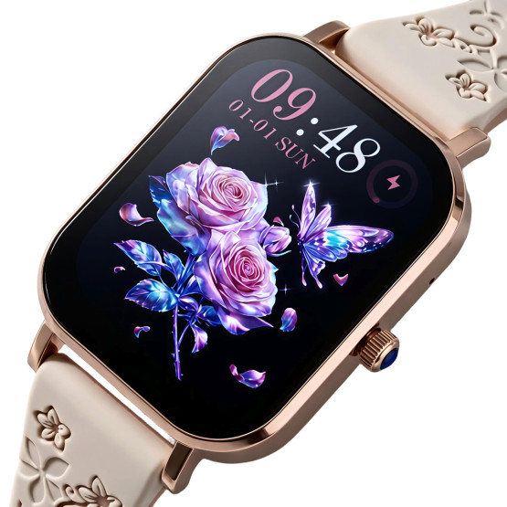 Смарт-годинник UWatch Smart Miami Beige Flower 2 ремінці
