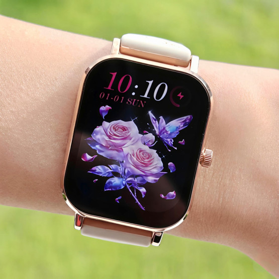 Смарт-годинник UWatch Smart Miami Beige Flower 2 ремінці #13327