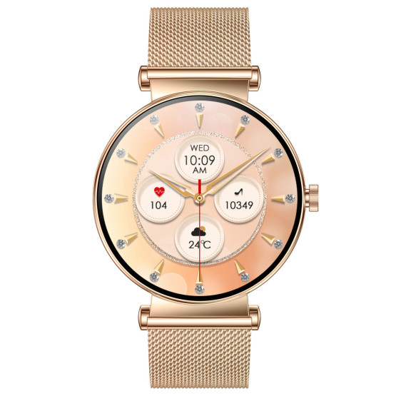 Жіночий розумний годинник Smart Miami Steel Gold від UWatch - 2 ремінці, крокомір, лічильник калорій #10493