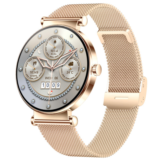 Жіночий розумний годинник Smart Miami Steel Gold від UWatch - 2 ремінці, крокомір, лічильник калорій #10492