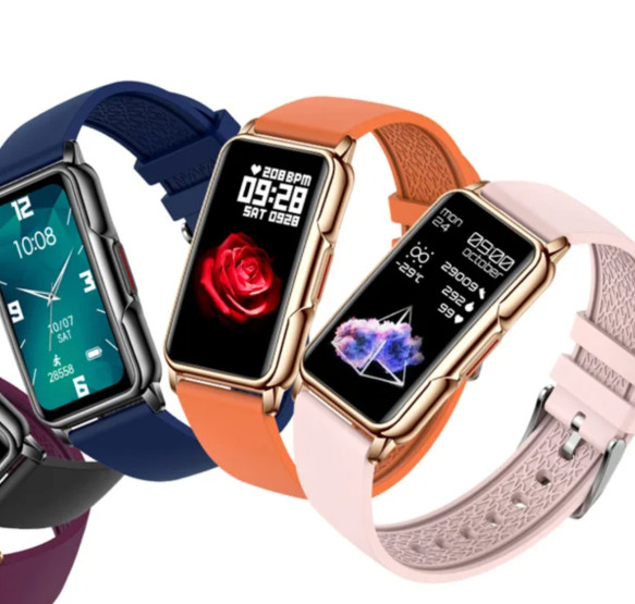 Жіночий розумний годинник Smart Mioband Nano+ Orange 2 ремінці смарт-годинник UWatch з пульсометром #10737