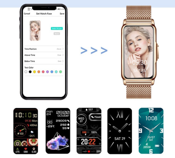 Жіночий розумний годинник Smart Mioband Nano+ Orange 2 ремінці смарт-годинник UWatch з пульсометром #10739