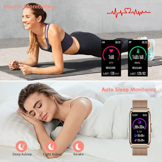Жіночий розумний годинник Smart Mioband Nano+ Orange 2 ремінці смарт-годинник UWatch з пульсометром #10741