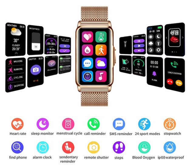 Жіночий розумний годинник Smart Mioband Nano+ Orange 2 ремінці смарт-годинник UWatch з пульсометром #10742