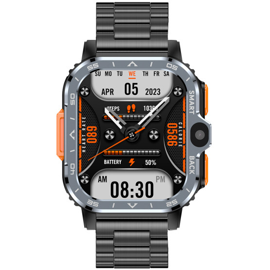 Смарт-годинник UWatch Smart Nova Sim Steel Black 2 ремінці #12694