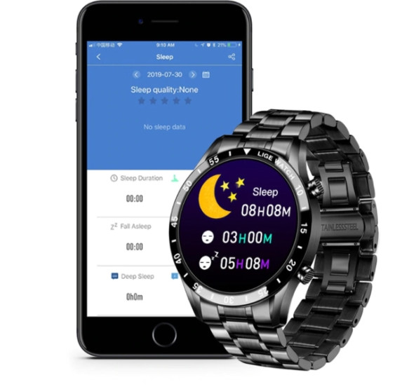 Смарт-годинник Smart Power Nano Black розумний годинник Lige #5976