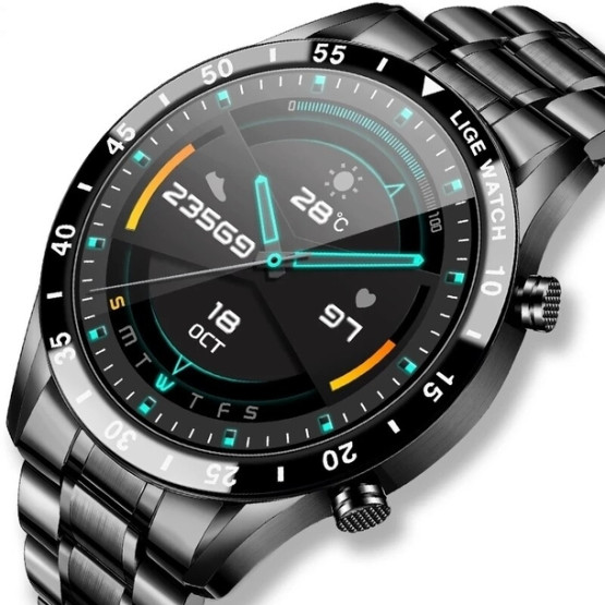 Смарт-годинник Smart Power Nano Black розумний годинник Lige #5968