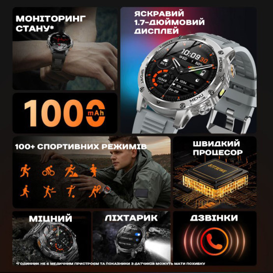 Смарт-годинник UWatch Smart Power Ultra Venom Green 3 ремінці #14236