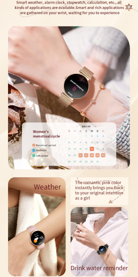 Смарт-годинник Smart Princess Rubber Pink 2 ремінці - жіночий розумний годинник UWatch #10528