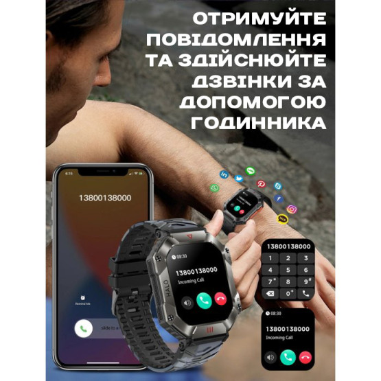 Смарт-годинник UWatch Smart Racer K+ Blue Rider з компасом 3 ремінці #14199