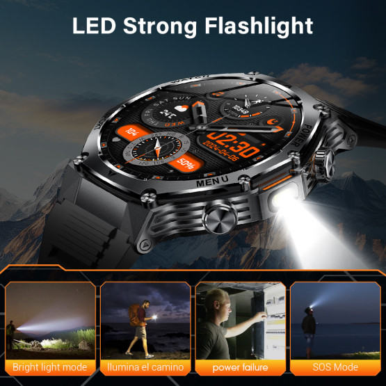Смарт-годинник Smart Surf X Pro Black Rubber з компасом 2 ремінці розумний годинник UWatch #9943