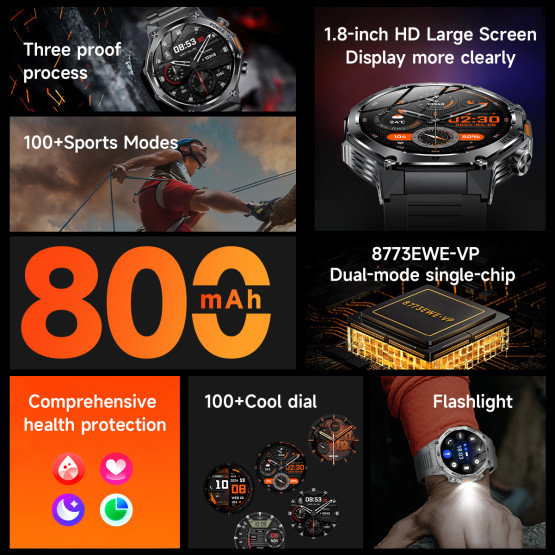 Смарт-годинник Smart Surf X Pro Black Rubber з компасом 2 ремінці розумний годинник UWatch #9944