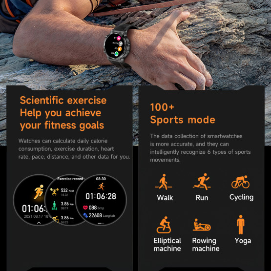 Смарт-годинник Smart Surf X Pro Black Rubber з компасом 2 ремінці розумний годинник UWatch #9946