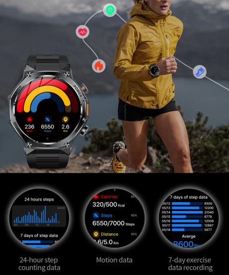 Смарт-годинник Smart Surf X Pro Black Rubber з компасом 2 ремінці розумний годинник UWatch #9953