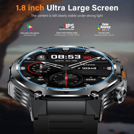 Смарт-годинник Smart Surf X Pro Black Rubber з компасом 2 ремінці розумний годинник UWatch #9935