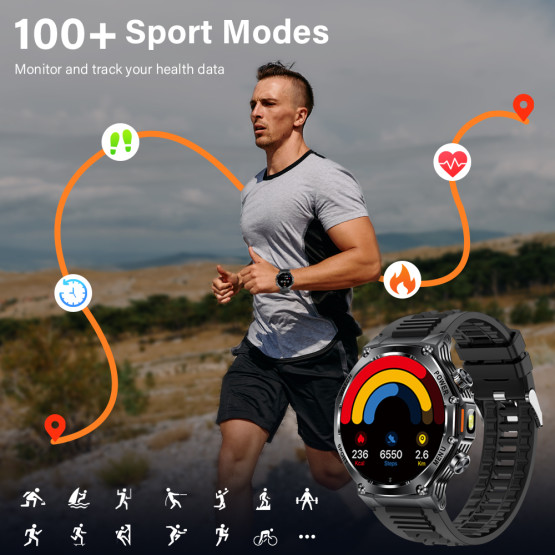 Смарт-годинник Smart Surf X Pro Black Rubber з компасом 2 ремінці розумний годинник UWatch #9937