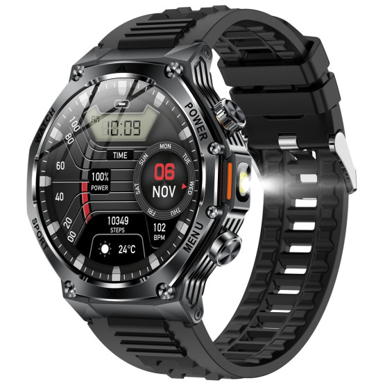 Смарт-годинник Smart Surf X Pro Black Rubber з компасом 2 ремінці розумний годинник UWatch #9939