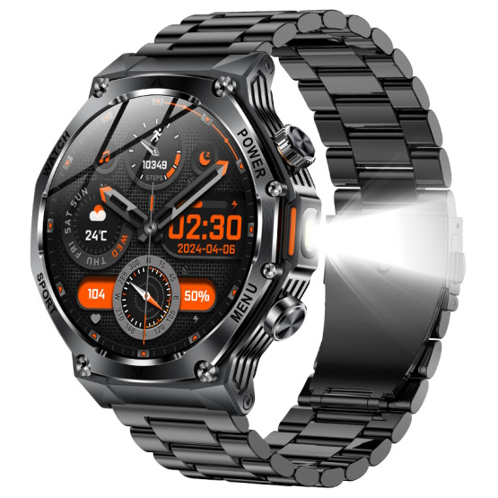 Смарт-годинник Smart Surf X Pro Black Steel з компасом 2 ремінці розумний годинник UWatch #9963