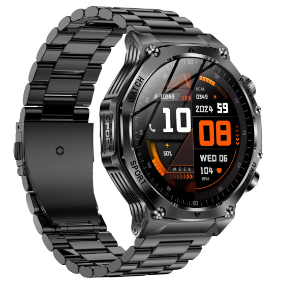 Смарт-годинник Smart Surf X Pro Black Steel з компасом 2 ремінці розумний годинник UWatch #9973