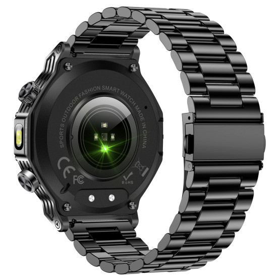 Смарт-годинник Smart Surf X Pro Black Steel з компасом 2 ремінці розумний годинник UWatch #9979