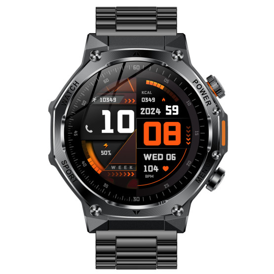 Смарт-годинник Smart Surf X Pro Black Steel з компасом 2 ремінці розумний годинник UWatch #9965