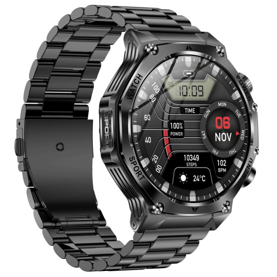 Смарт-годинник Smart Surf X Pro Black Steel з компасом 2 ремінці розумний годинник UWatch #9966