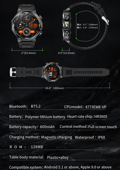 Смарт-годинник Smart Surf X Pro Black Steel з компасом 2 ремінці розумний годинник UWatch #9994