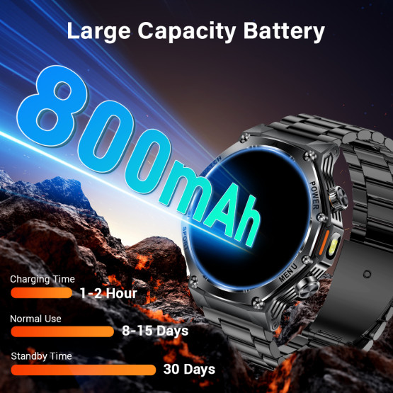 Смарт-годинник Smart Surf X Pro Black Steel з компасом 2 ремінці розумний годинник UWatch #9970