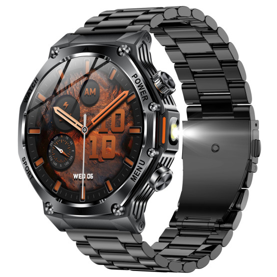 Смарт-годинник Smart Surf X Pro Black Steel з компасом 2 ремінці розумний годинник UWatch #9971