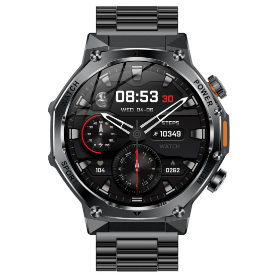 Смарт-годинник Smart Surf X Pro Black Steel з компасом 2 ремінці розумний годинник UWatch #9972