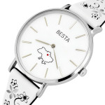 жіночий наручний годинник besta love ua white flower 2 ремінці