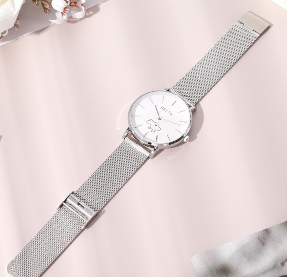 Жіночий наручний годинник Besta Love UA White Flower 2 ремінці #14232
