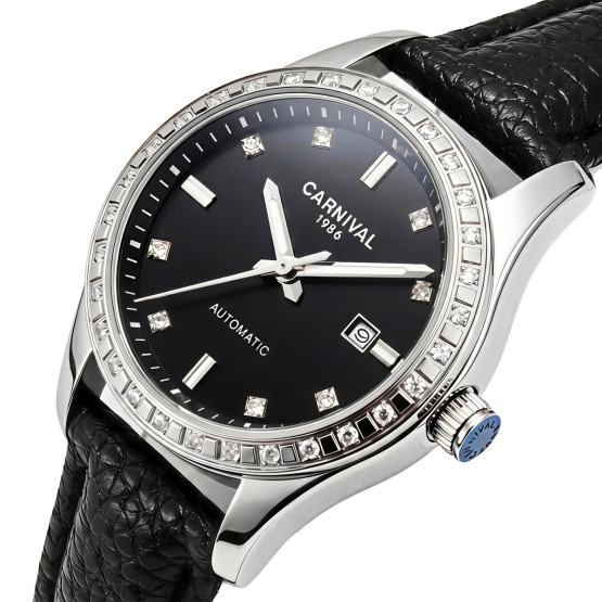 Жіночий наручний годинник Carnival Luiza Black Leather 2 ремінці