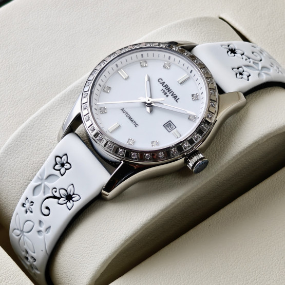 Жіночий наручний годинник Carnival Luiza White Flower 2 ремінці #12069