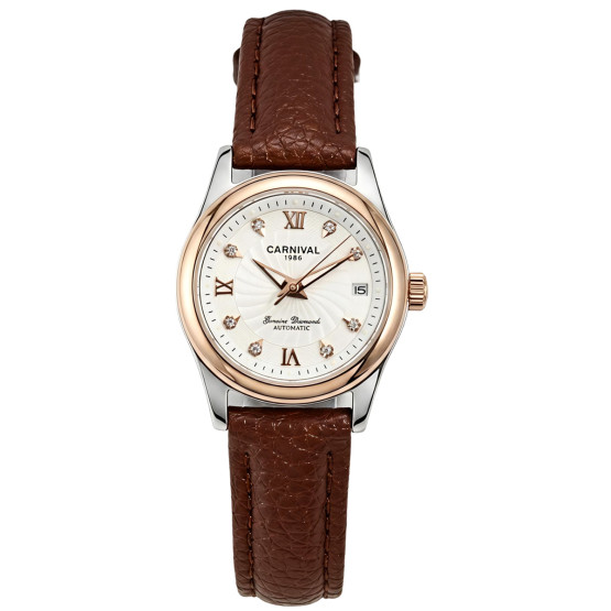 Жіночий наручний годинник Carnival White Leather Classic 2 ремінці #13153