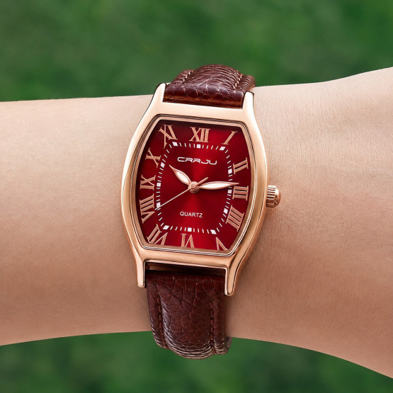 Жіночий наручний годинник Crrju France Leather Classic 2 ремінці #13167