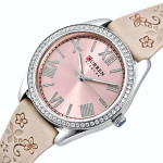 жіночий наручний годинник curren silvia beige flower 2 ремінці