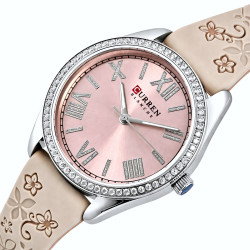 жіночий наручний годинник curren silvia beige flower 2 ремінці